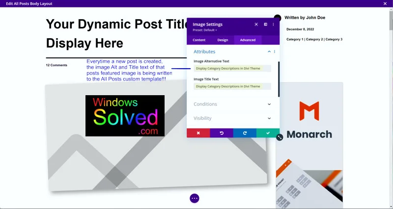 Solved - Divi Featured Images Error Alt & Title Tags.