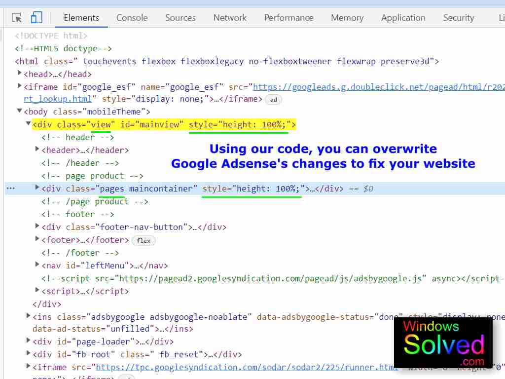 Solved Google Adsense Height Auto Important Fixed