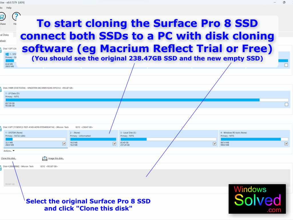 Clone your Surface Pro 8 SSD to a new SSD with Macrium Reflect