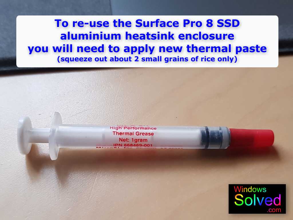 Use thermal grease to re-use the heatsink on the Surface Pro 8 SSD