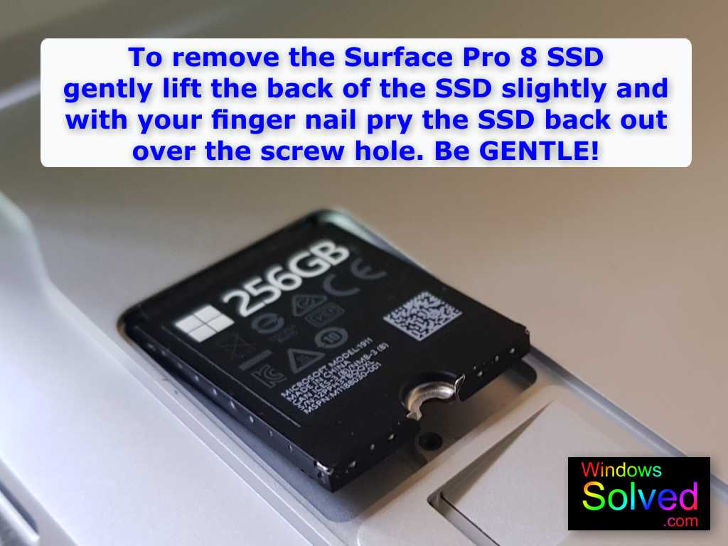 Removing the factory installed SSD in a Microsoft Surface Pro 8